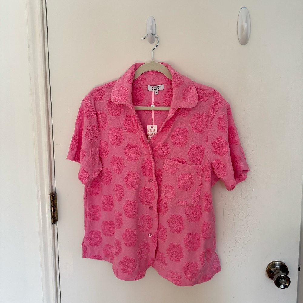 Coco Floral Terry Button Up Shirt - Frankies Bikinis - Flowerchild